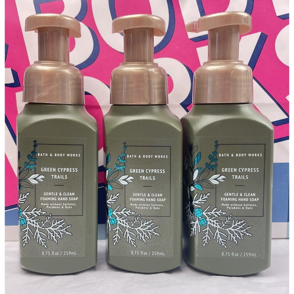 BATH & BODY WORKS GREEN CYPRESS TRAILS FOAMING HAND SOAP 3-Pack